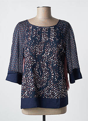 Blouse col rond manches 3/4 bleu SOGGO femme