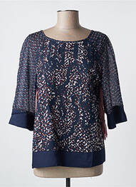 Blouse col rond manches 3/4 bleu SOGGO femme