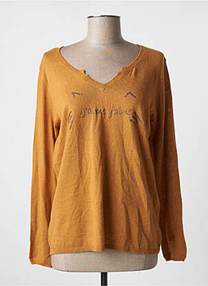 Pull col v manches longues marron SO SWEET femme
