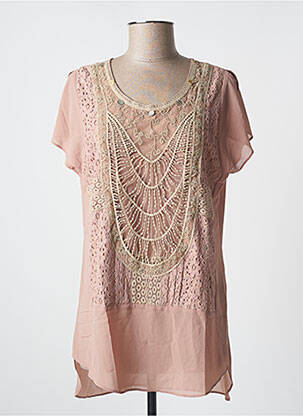 Tunique manches courtes tissage crêpe marron SOGGO femme