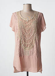 Tunique manches courtes tissage crêpe marron SOGGO femme