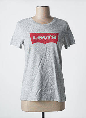 T-shirt sérigraphie floquée manches courtes gris LEVIS femme