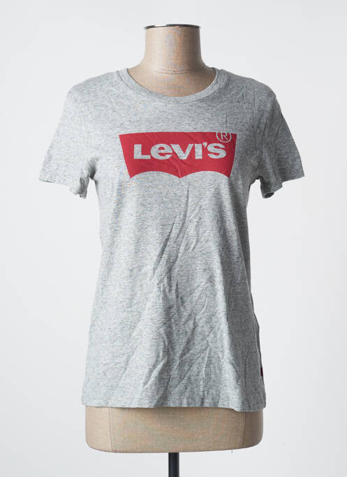 T-shirt sérigraphie floquée manches courtes gris LEVIS femme