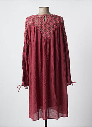 Robe mi-longue coupe fluide manches longues rose NOTSHY femme