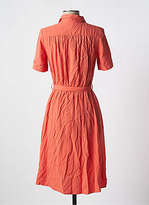 Robe mi-longue tissage crêpe manches courtes orange CYRILLUS femme