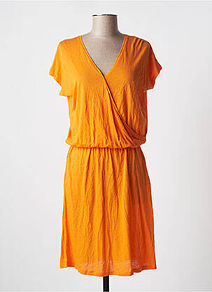 Robe mi-longue coupe fluide manches courtes orange ABSOLUT CASHMERE femme