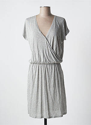 Robe mi-longue coupe fluide manches courtes gris ABSOLUT CASHMERE femme