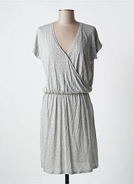 Robe mi-longue coupe fluide manches courtes gris ABSOLUT CASHMERE femme