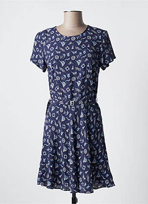 Robe courte fermeture zippée au dos manches courtes bleu RALPH LAUREN femme
