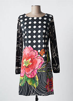 Robe courte fermeture zippée au dos manches longues noir DESIGUAL femme