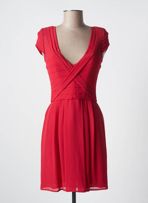 Robe courte fermeture zippée au dos manches courtes rouge THE KOOPLES femme