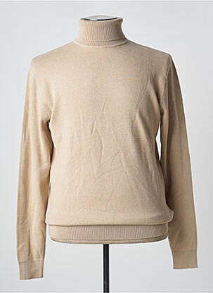 Pull col roulé stretch manches longues beige BILL TORNADE homme