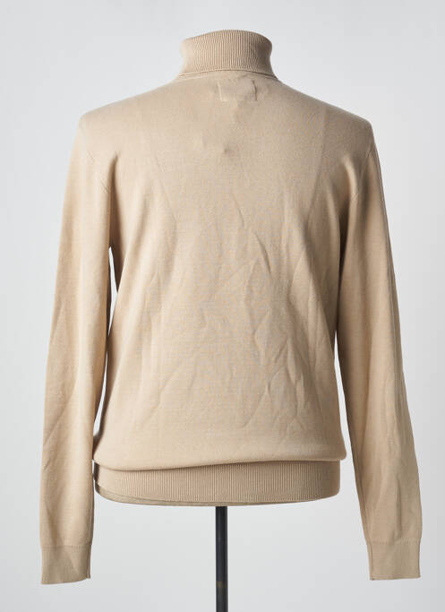 Pull col roulé stretch manches longues beige BILL TORNADE homme