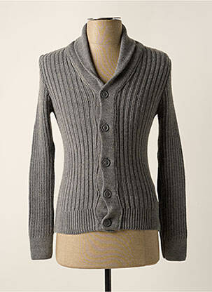 Gilet manches longues col châle gris CELIO homme