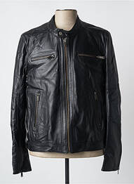 Veste en cuir poches noir BILL TORNADE homme