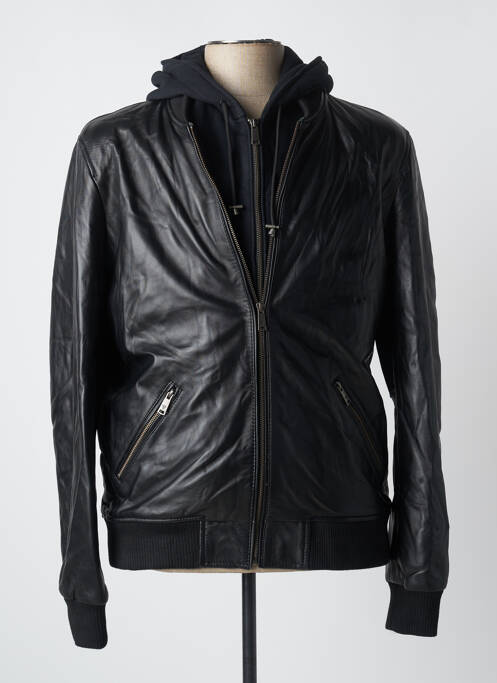 Veste en cuir noir BILLTORNADE pour homme