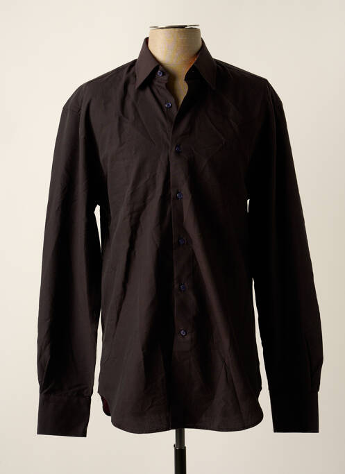 Chemise manches longues noir COTON DOUX pour homme