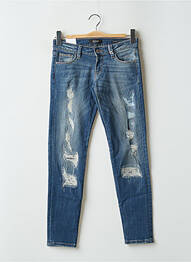 Jeans coupe slim effet usé délavé taille basse bleu GUESS femme