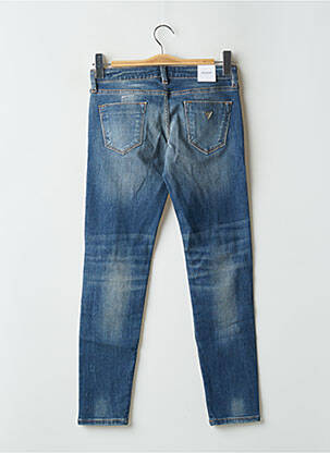 Jeans coupe slim effet usé délavé taille basse bleu GUESS femme