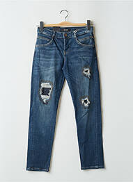 Jeans coupe slim effet usé délavé taille basse bleu GUESS femme