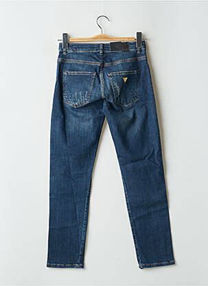 Jeans coupe slim effet usé délavé taille basse bleu GUESS femme