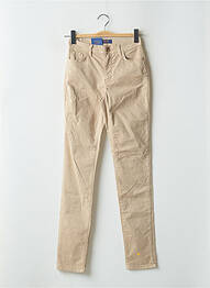 Pantalon slim tissage popeline taille haute beige TRUSSARDI JEANS femme