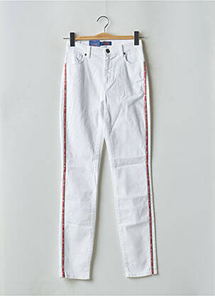 Pantalon slim tissage popeline taille haute blanc TRUSSARDI JEANS femme