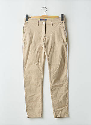 Pantalon chino broderie galons latéraux taille basse beige TRUSSARDI JEANS femme