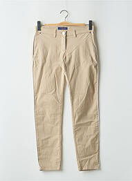 Pantalon chino broderie galons latéraux taille basse beige TRUSSARDI JEANS femme