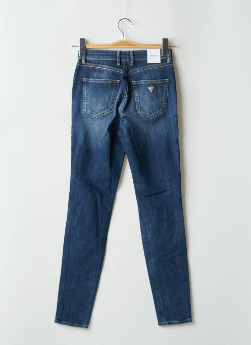 Jeans coupe slim effet usé délavé taille haute bleu GUESS femme