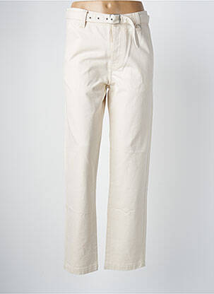 Pantalon droit fermeture zippée sous rabat boutonné taille normale beige THE KOOPLES femme