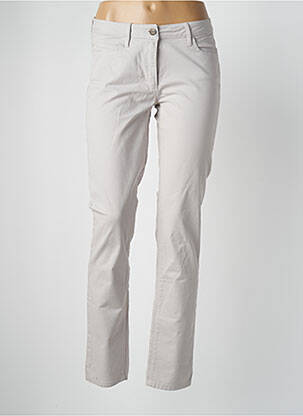 Pantalon slim tissage popeline taille normale gris POLES femme