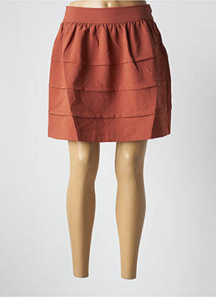 Jupe courte taille élastique marron SEE U SOON femme