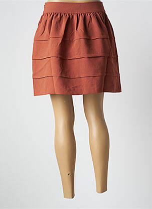 Jupe courte taille élastique marron SEE U SOON femme