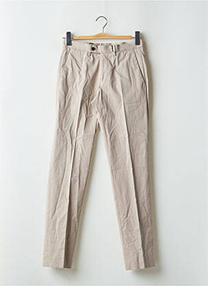 Pantalon chino tissage popeline taille haute beige DE FURSAC homme
