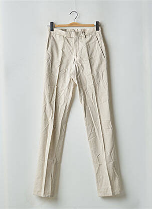 Pantalon chino fermeture zippée sous rabat avec crochet taille normale beige DE FURSAC homme