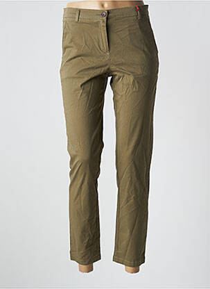 Pantalon 7/8 fermeture zippée sous rabat boutonné vert CYRILLUS femme