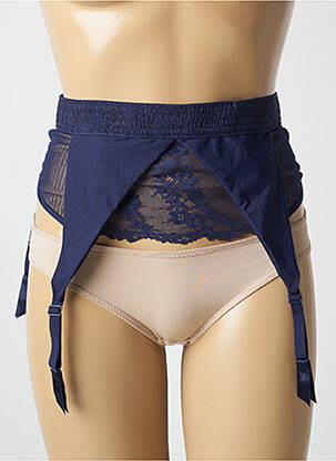 Guêpière/porte-jarretelle effet matière satinée bleu PASSIONATA femme