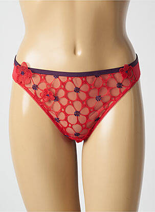 Tanga effet matière satinée rouge HUIT femme