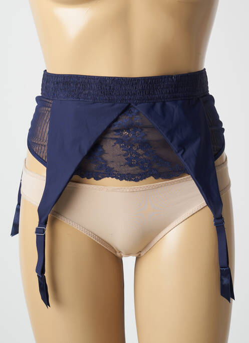 Guêpière/porte-jarretelle effet matière satinée bleu PASSIONATA femme