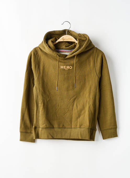 Sweat-shirt à capuche vert HERO SEVEN pour garçon