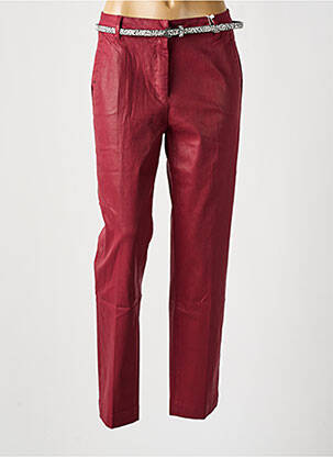 Pantalon chino fermeture zippée sous rabat boutonné taille normale rouge C'EST BEAU LA VIE femme