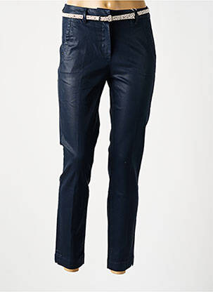 Pantalon chino fermeture zippée sous rabat boutonné taille normale bleu C'EST BEAU LA VIE femme