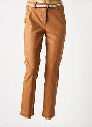 Pantalon chino fermeture zippée sous rabat boutonné taille normale marron C'EST BEAU LA VIE femme
