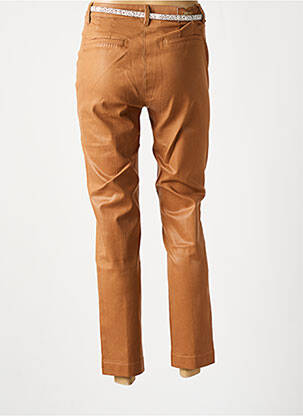 Pantalon chino fermeture zippée sous rabat boutonné taille normale marron C'EST BEAU LA VIE femme