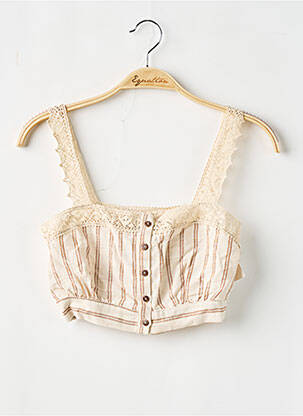 Top col carré fines bretelles beige PULL & BEAR femme