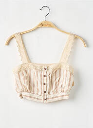 Top col carré fines bretelles beige PULL & BEAR femme