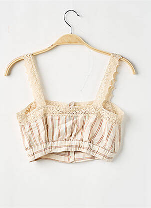 Top col carré fines bretelles beige PULL & BEAR femme