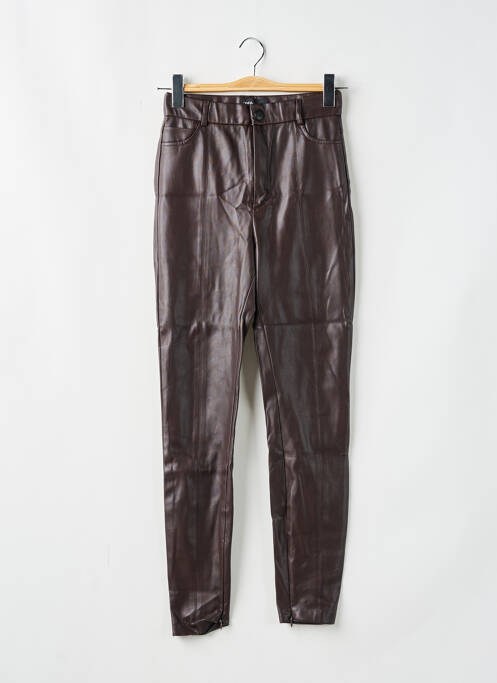 Pantalon slim taille élastique taille haute marron ZARA femme