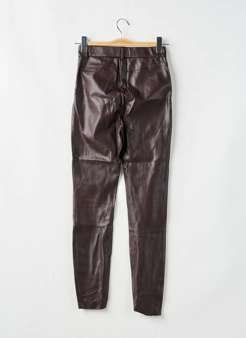 Pantalon slim taille élastique taille haute marron ZARA femme
